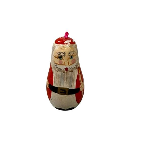 VINTAGE Wooden Santa Faux Nesting Doll Matryoshka Marked Midwest Importers - Picture 1 of 4